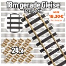 18 Meter Gerades-Gleis mit zusätzlich 24 Schraubschienenverbinder