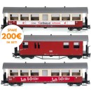 Personen- und Packwagen im 3-Set HSB Train Line 8200242